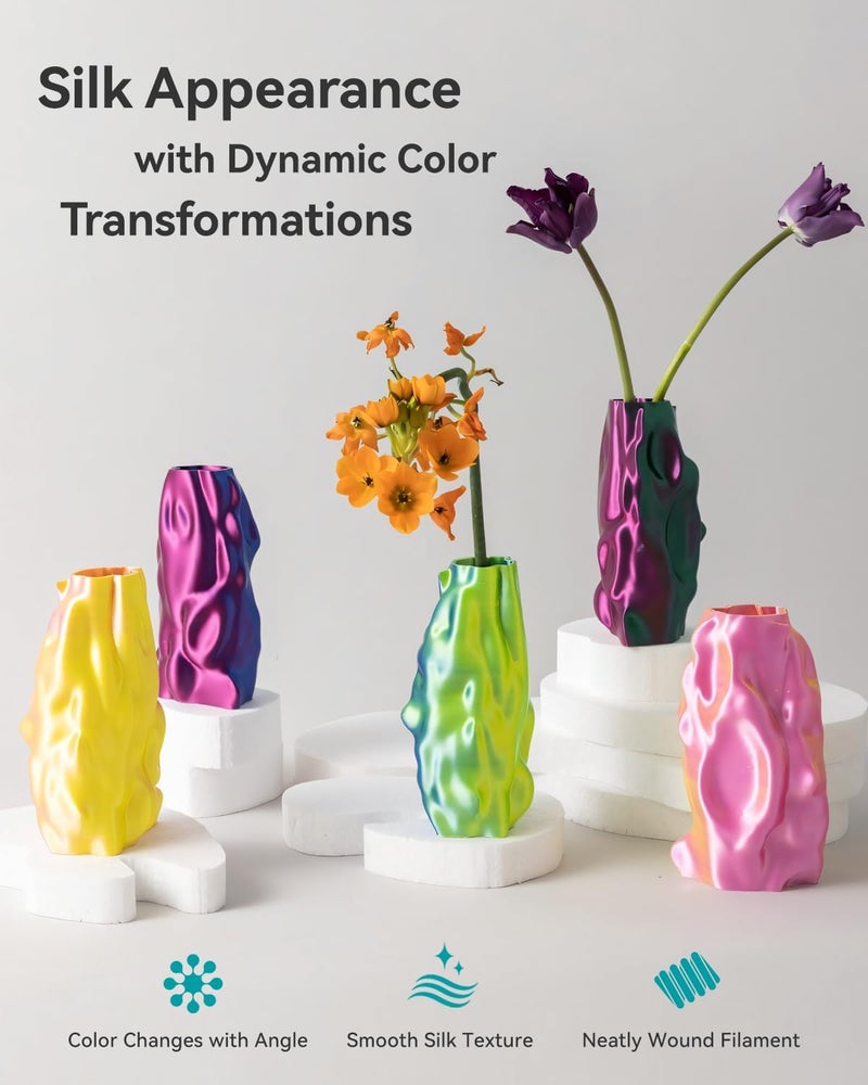 Sunlu 3D Printer Filament Bundle, Individually Vacuum Packed, Quadruple Color Silk Filament*4, PLA Silk Filament*4, 250g Spool, 2kg Total - Image 3